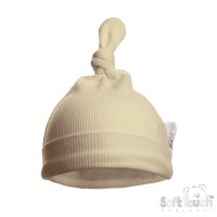 H4500-BI: Biscuit Ribbed Knot Hat (0-6 Months)